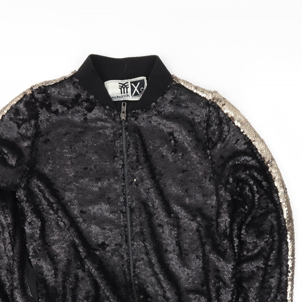 Fenchurch Womens Black   Varsity Jacket Jacket Size XS