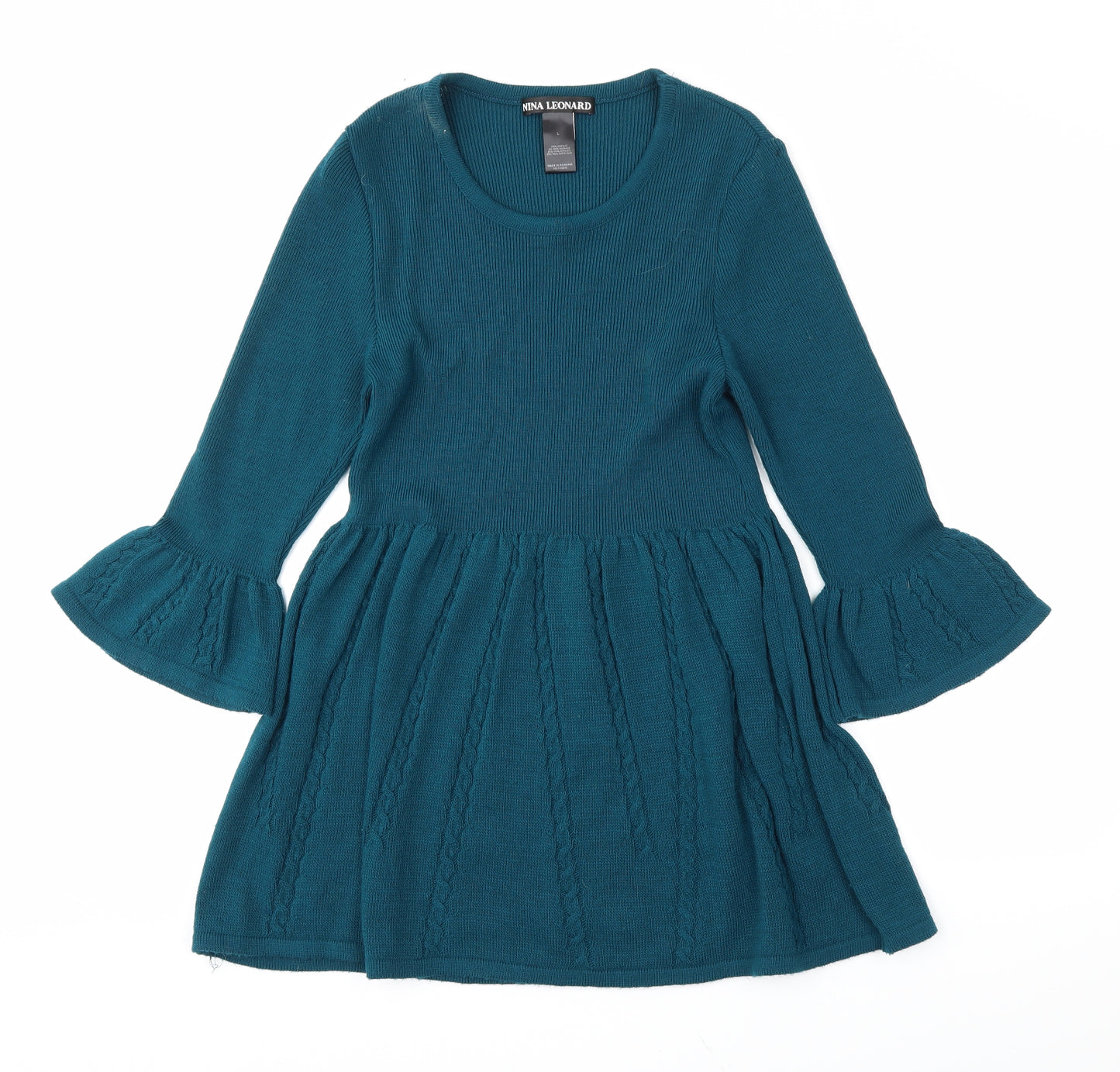 Nina Leonard Womens Green   Tunic Jumper Size L