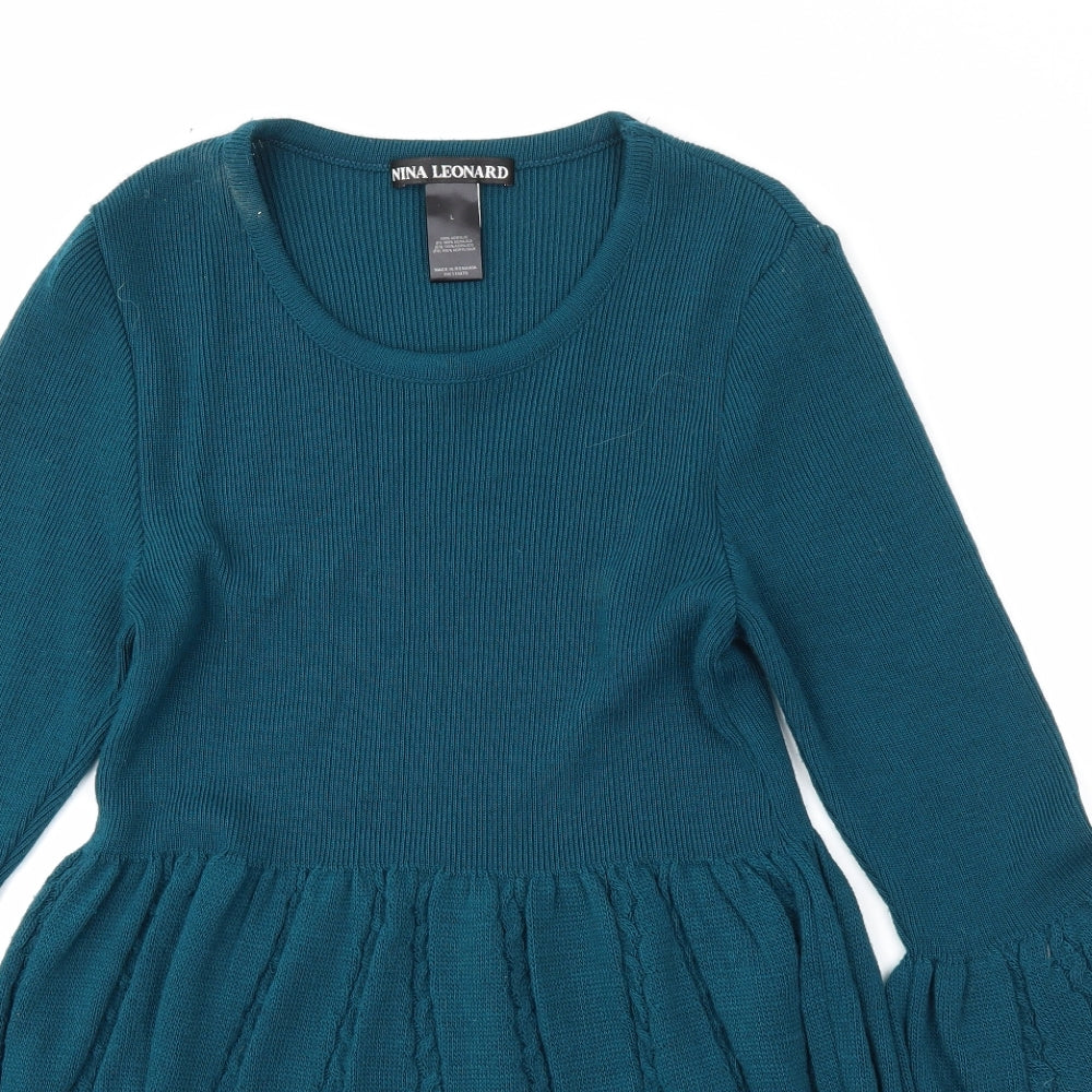 Nina Leonard Womens Green   Tunic Jumper Size L