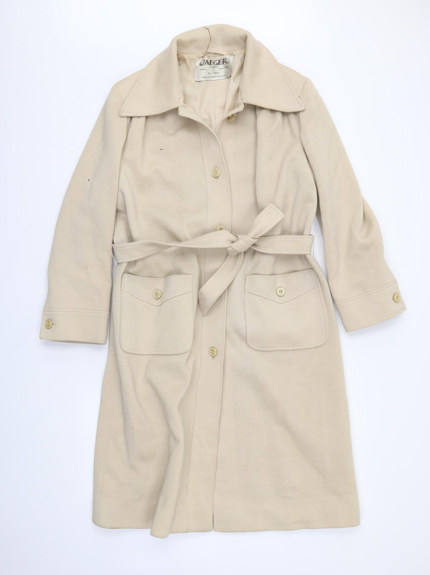 Jaeger Womens Beige   Trench Coat Coat Size 16
