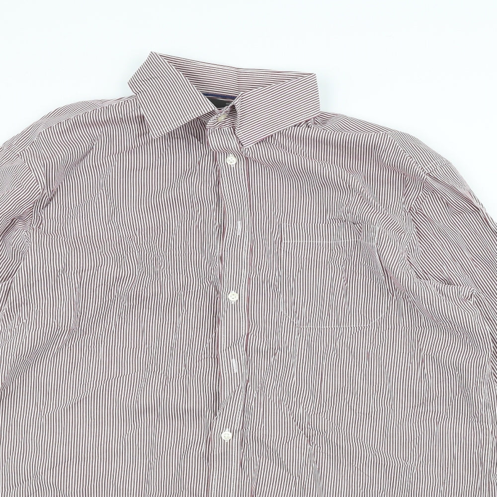 Marks and Spencer Mens Red Striped   Dress Shirt Size 16