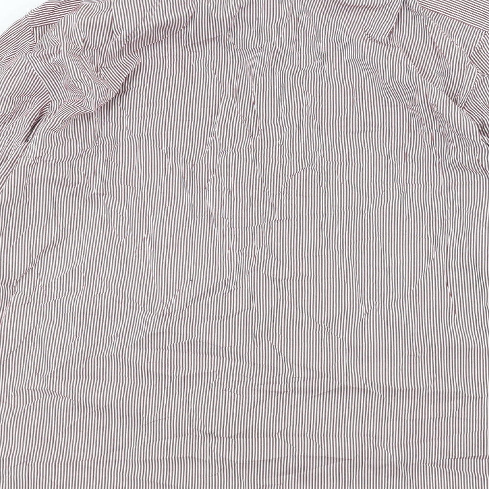 Marks and Spencer Mens Red Striped   Dress Shirt Size 16