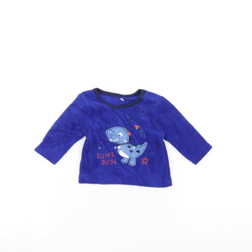 George  Blue   Pullover Jumper Size 0-3 Months  - Dinosaur