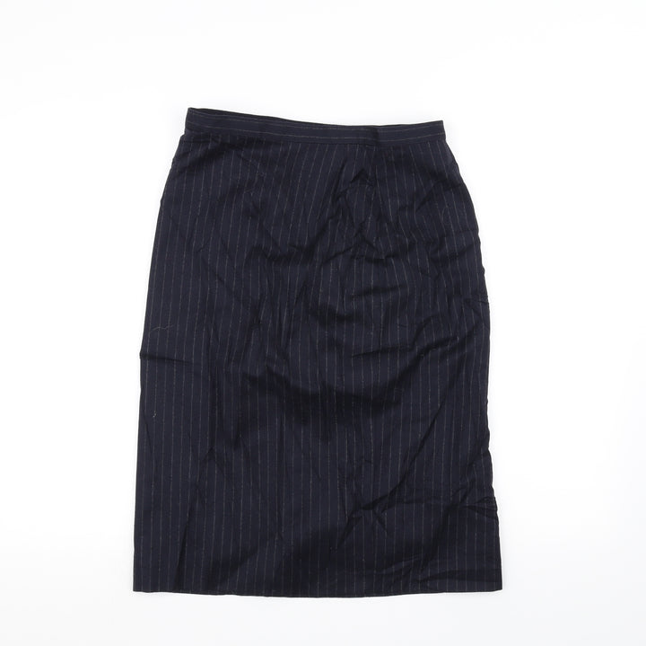 Marks and Spencer Womens Blue Striped A-Line Skirt Size 12