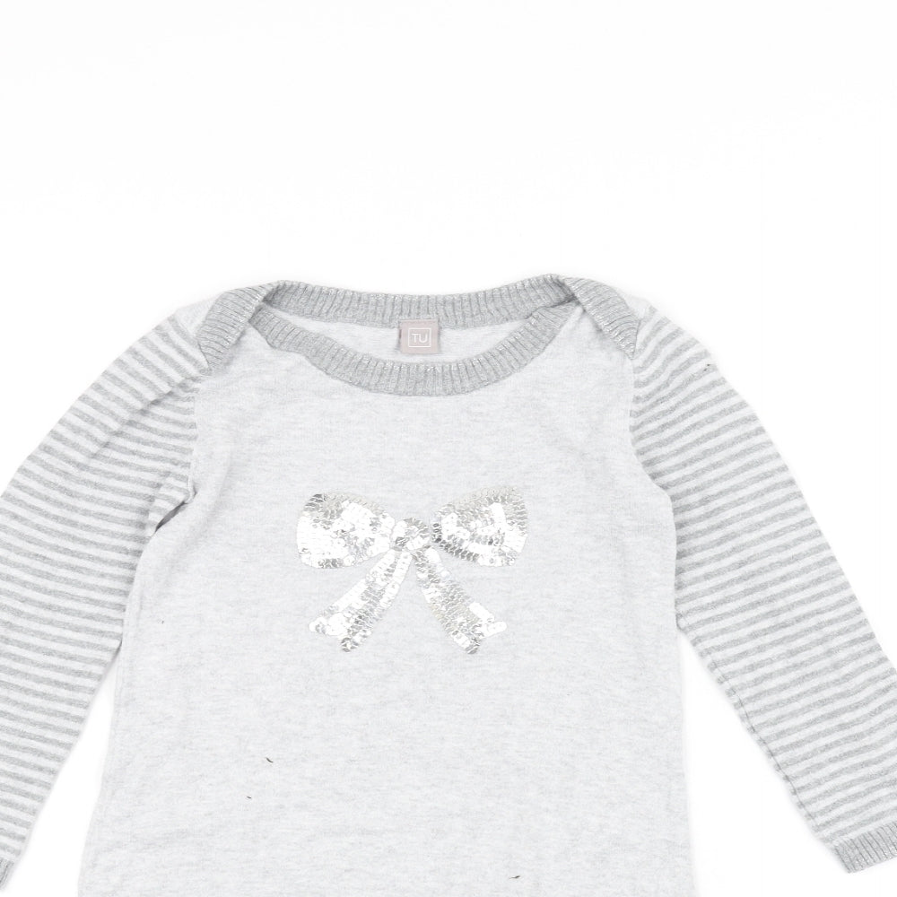 TU Girls Grey Striped  A-Line  Size 3-4 Years