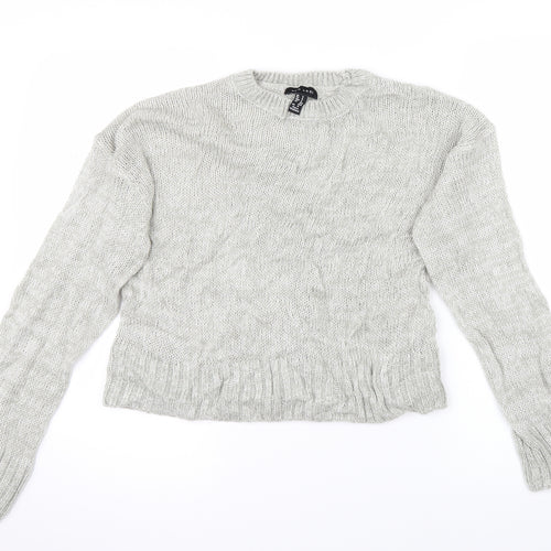 New Look Womens Grey  Knit Pullover Jumper Size S  - Cropped