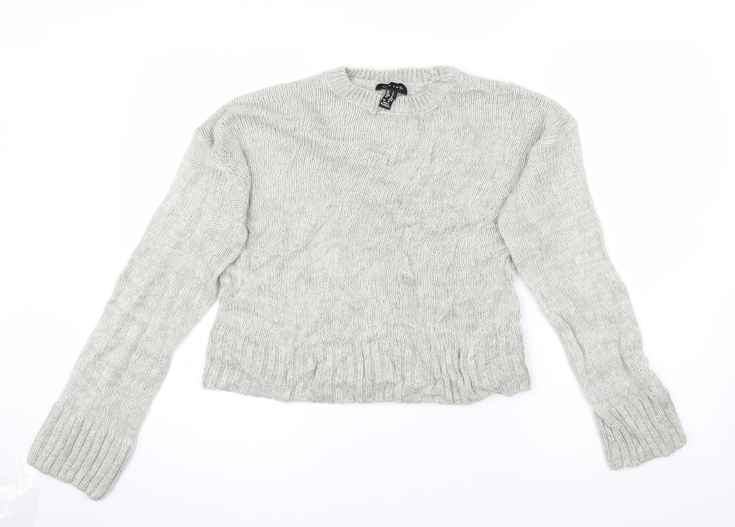 New Look Womens Grey  Knit Pullover Jumper Size S  - Cropped