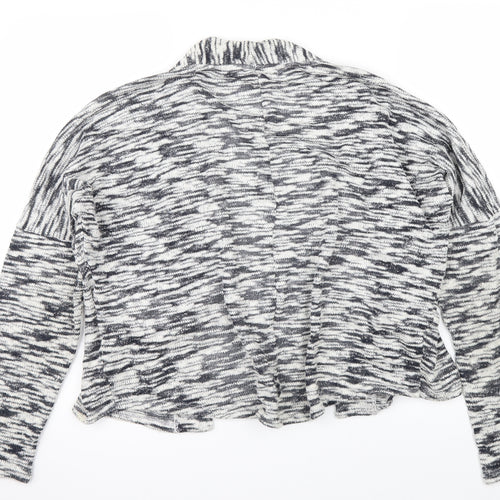 VERO MODA Womens Grey Animal Print Knit Cardigan Jumper Size L  - Cropped