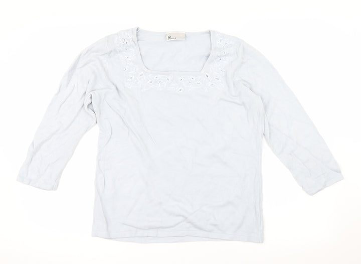 BHS Womens Blue Floral Pullover Jumper Size 16