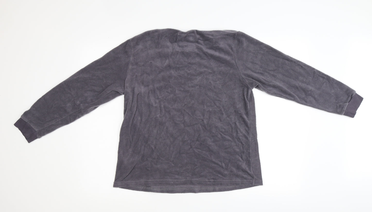 Debenhams Womens Grey Solid Fleece Top Pyjama Top Size 14  - Penguin Applique