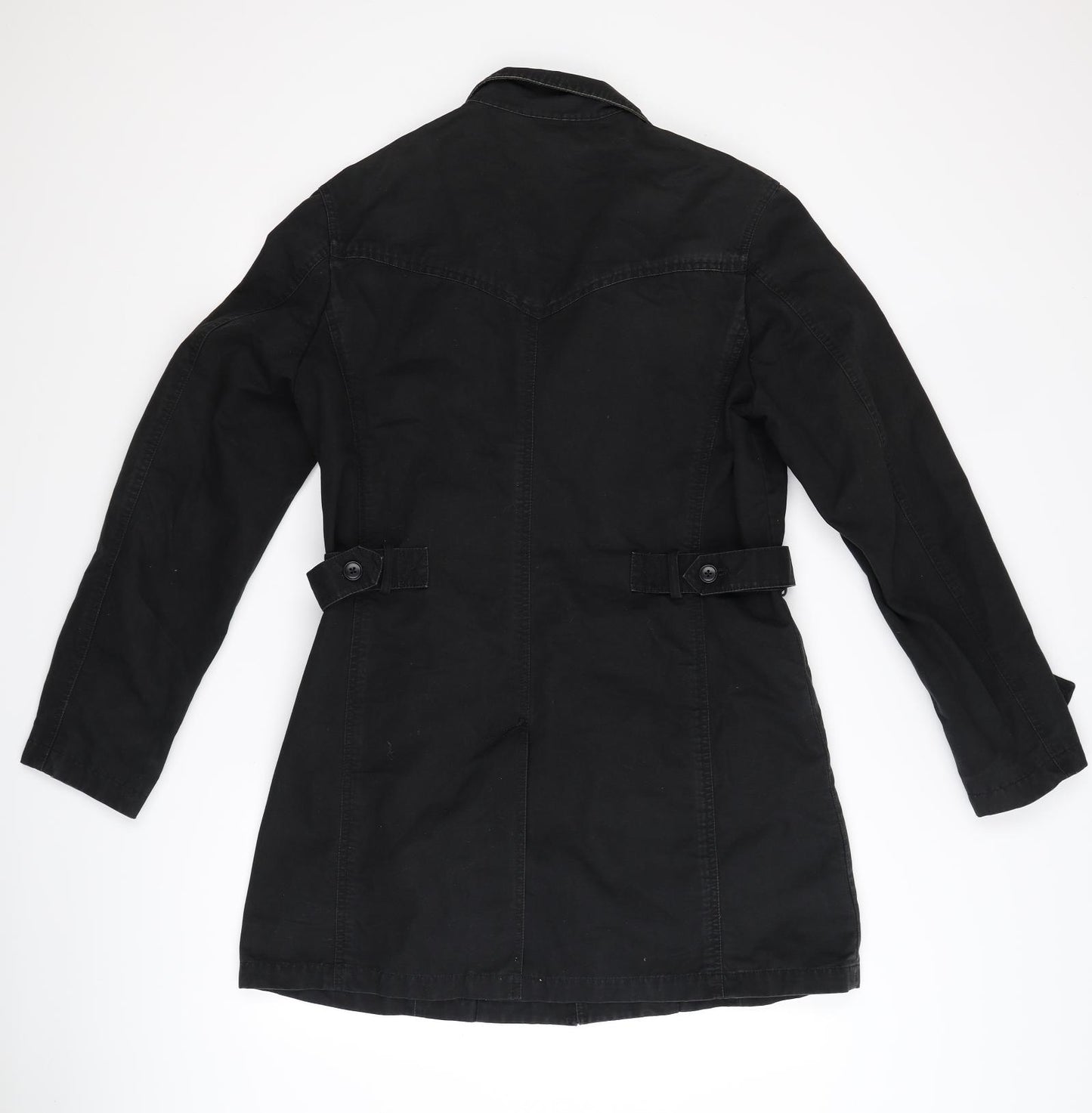 Morgan Womens Black  Denim Trench Coat Coat Size L