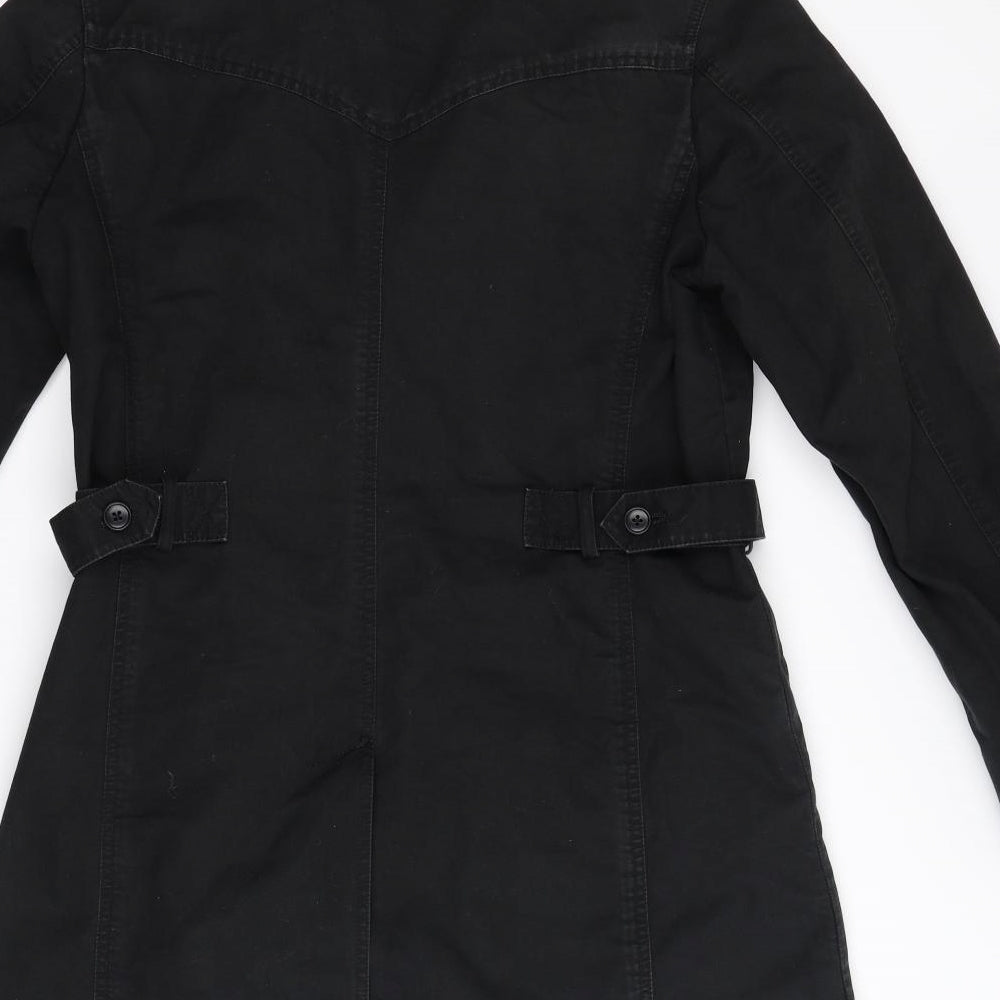 Morgan Womens Black  Denim Trench Coat Coat Size L