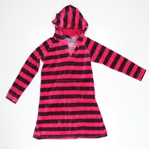 Mini Boden Girls Pink Striped Fleece A-Line  Size 9 Years