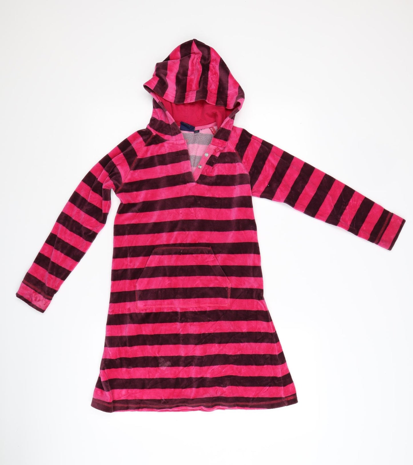 Mini Boden Girls Pink Striped Fleece A-Line  Size 9 Years