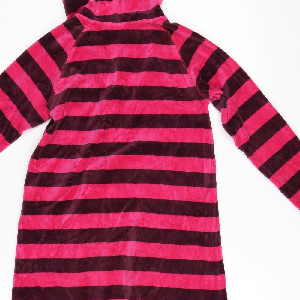 Mini Boden Girls Pink Striped Fleece A-Line  Size 9 Years
