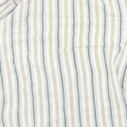 RAM Womens White Striped  Basic Button-Up Size L