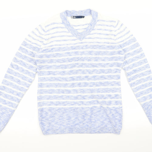 isle Womens Blue Striped  Pullover Jumper Size S