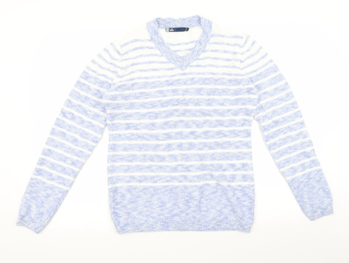 isle Womens Blue Striped  Pullover Jumper Size S