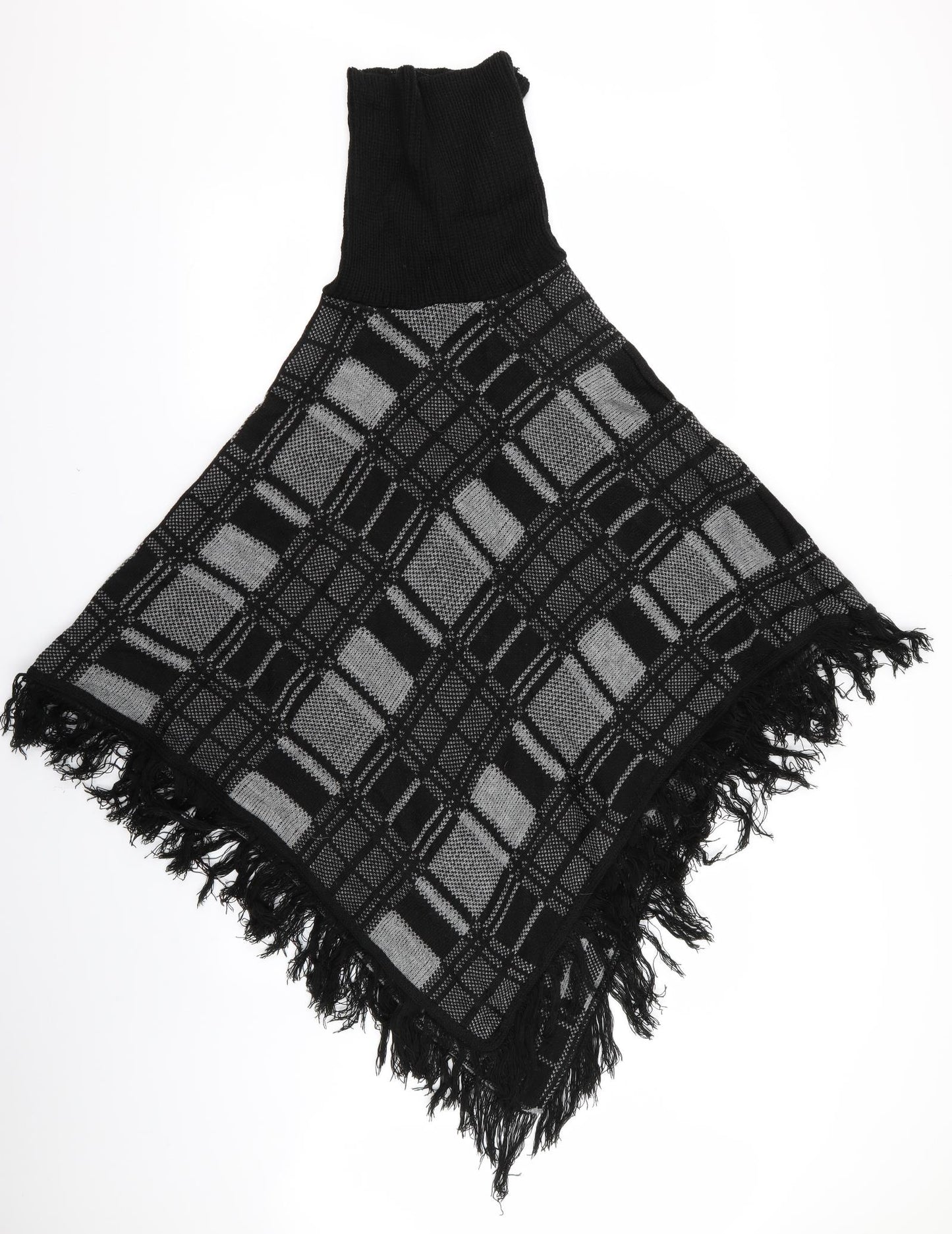 Preworn Womens Black Check  Cape Jumper One Size