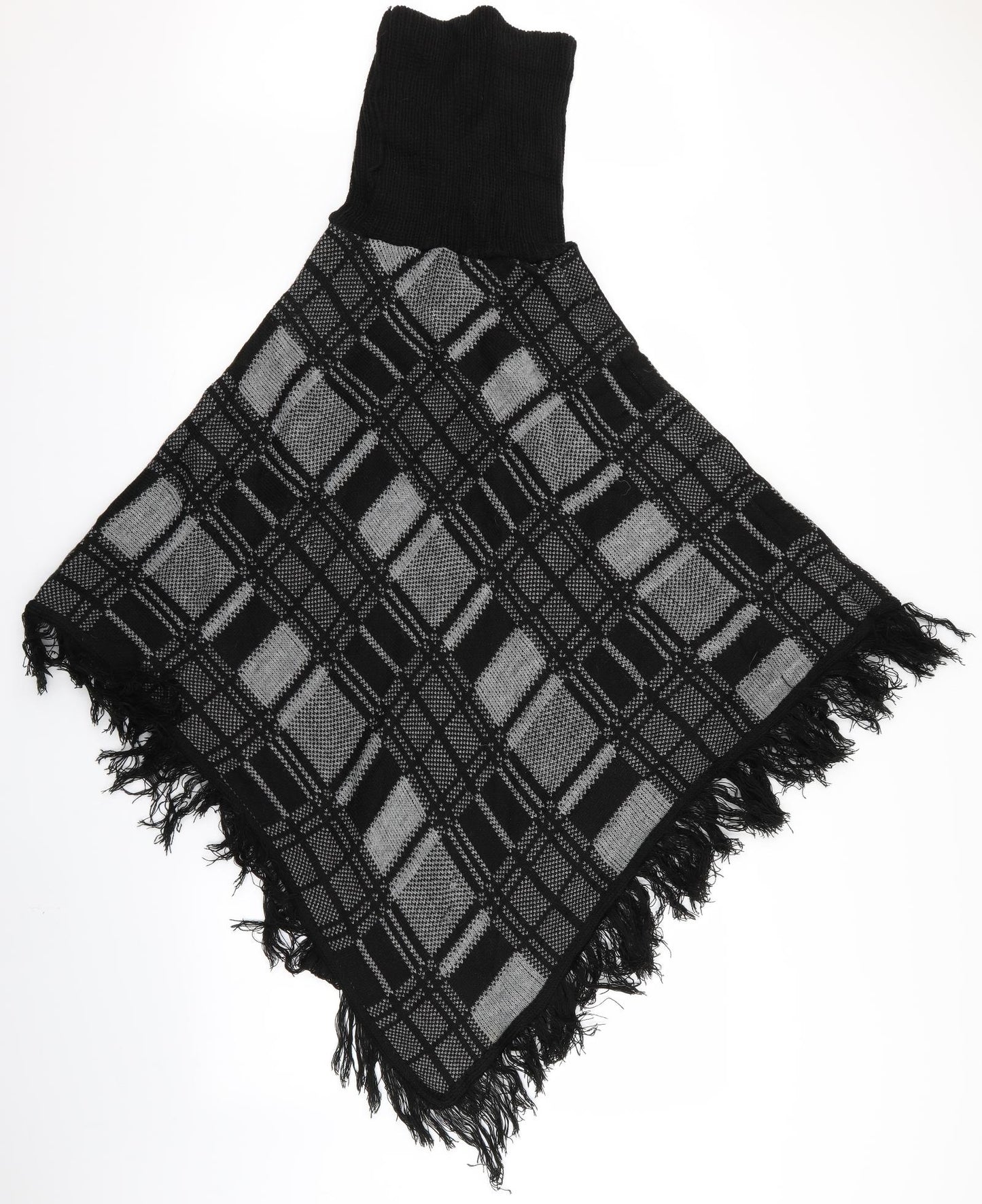 Preworn Womens Black Check  Cape Jumper One Size
