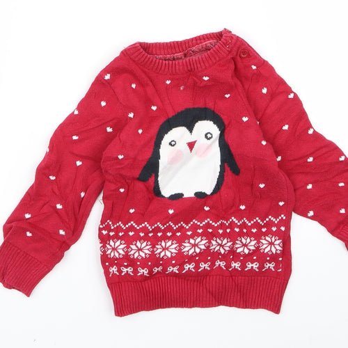 Preworn Baby Red   Pullover Jumper Size 9-12 Months  - CHRISMTAS
