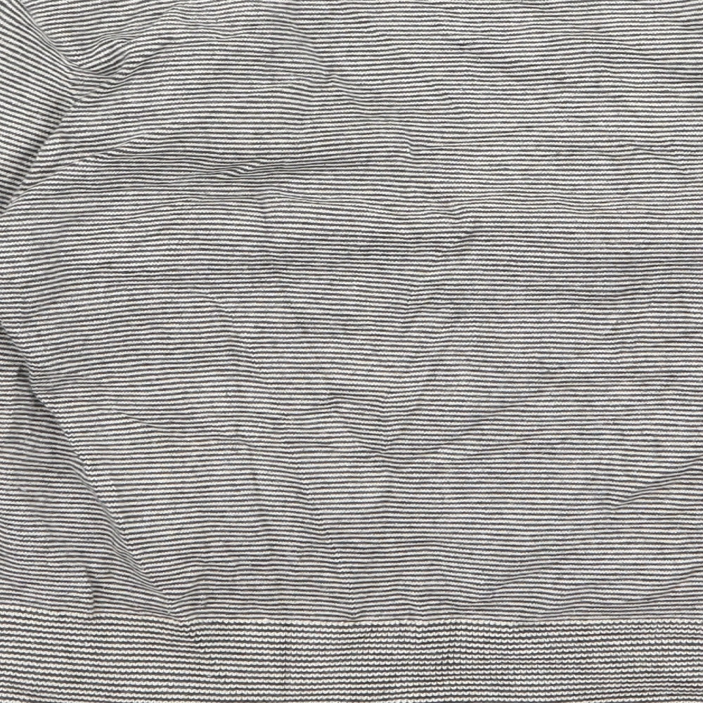 Linear Womens Grey Striped  Cardigan Jumper Size M