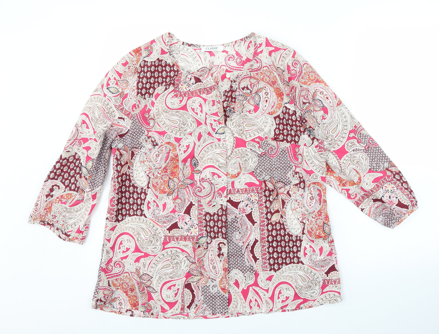 Marks and Spencer Womens Pink Paisley  Basic Button-Up Size 16