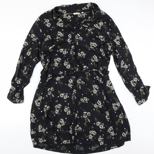 Fat Face Womens Black Floral  Shirt Dress  Size 18