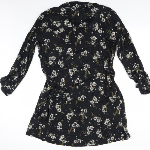 Fat Face Womens Black Floral  Shirt Dress  Size 18