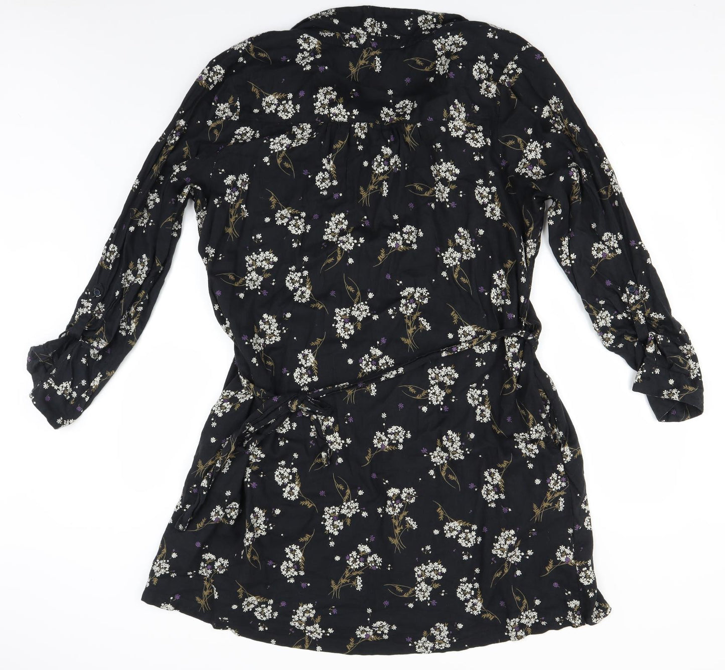 Fat Face Womens Black Floral  Shirt Dress  Size 18