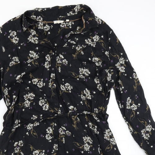 Fat Face Womens Black Floral  Shirt Dress  Size 18