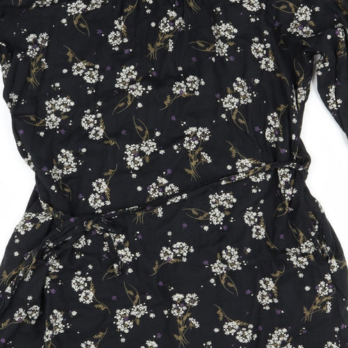 Fat Face Womens Black Floral  Shirt Dress  Size 18
