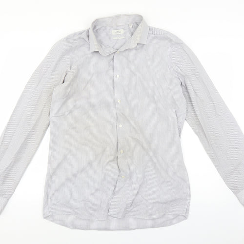 NEXT Mens Blue Striped   Button-Up Size 16.5