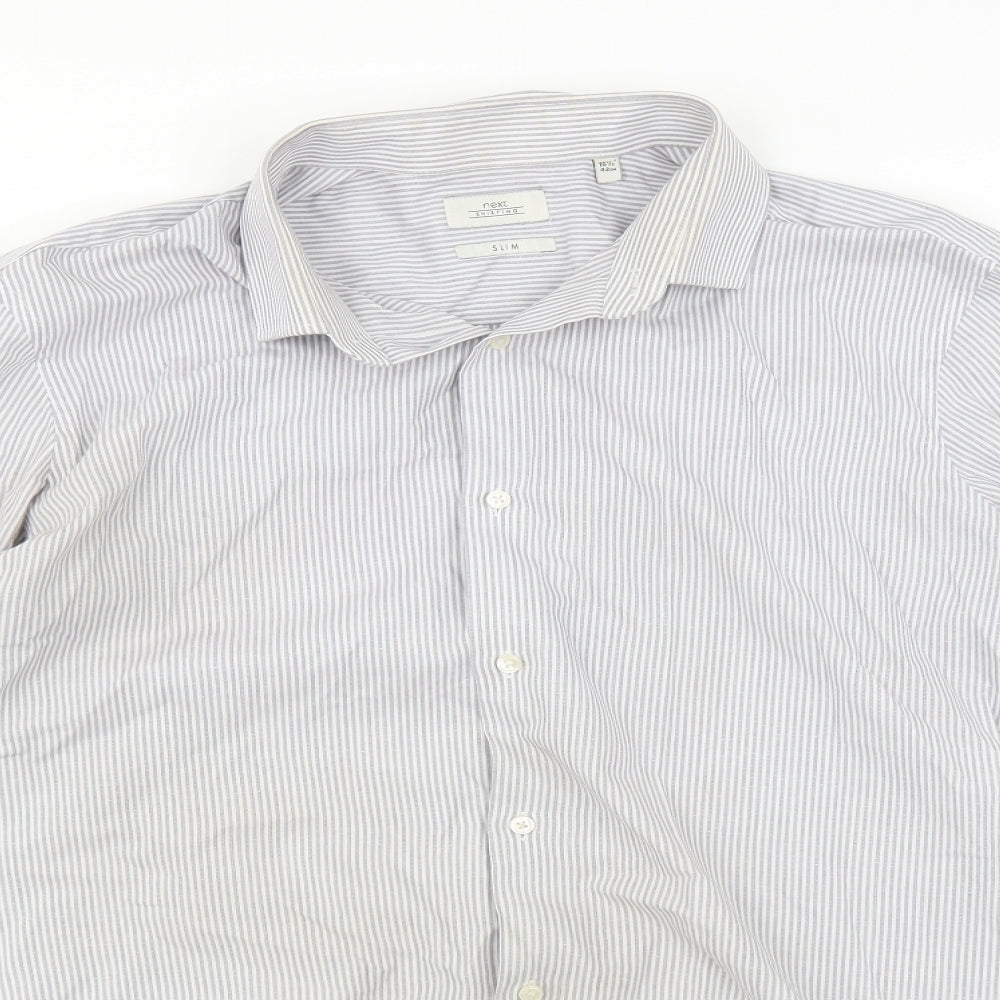 NEXT Mens Blue Striped   Button-Up Size 16.5