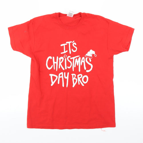 Fruit of the Loom Boys Red   Basic T-Shirt Size 9-10 Years  - christmas