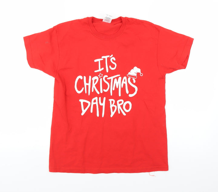 Fruit of the Loom Boys Red Basic T-Shirt Size 9-10 Years - christmas