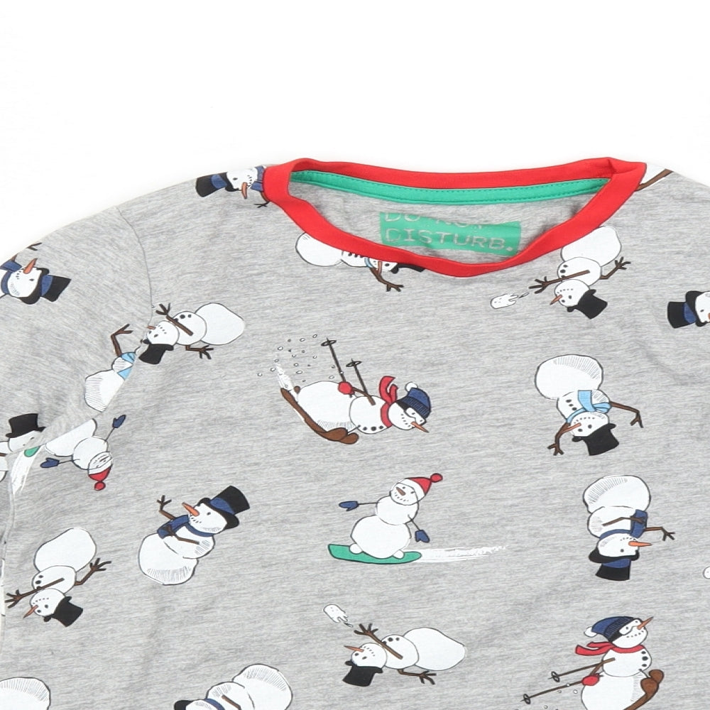 Marks and Spencer Boys Grey Polka Dot  Basic T-Shirt Size 8-9 Years  - Snowmen