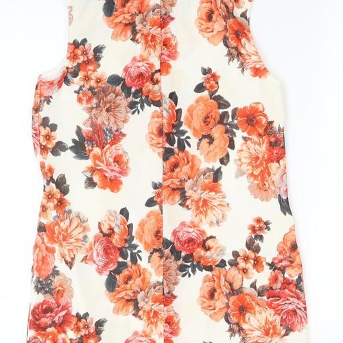 Boohoo Womens White Floral  Jacket Coatigan Size 10