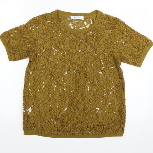 Promod Womens Yellow   Basic T-Shirt Size 8