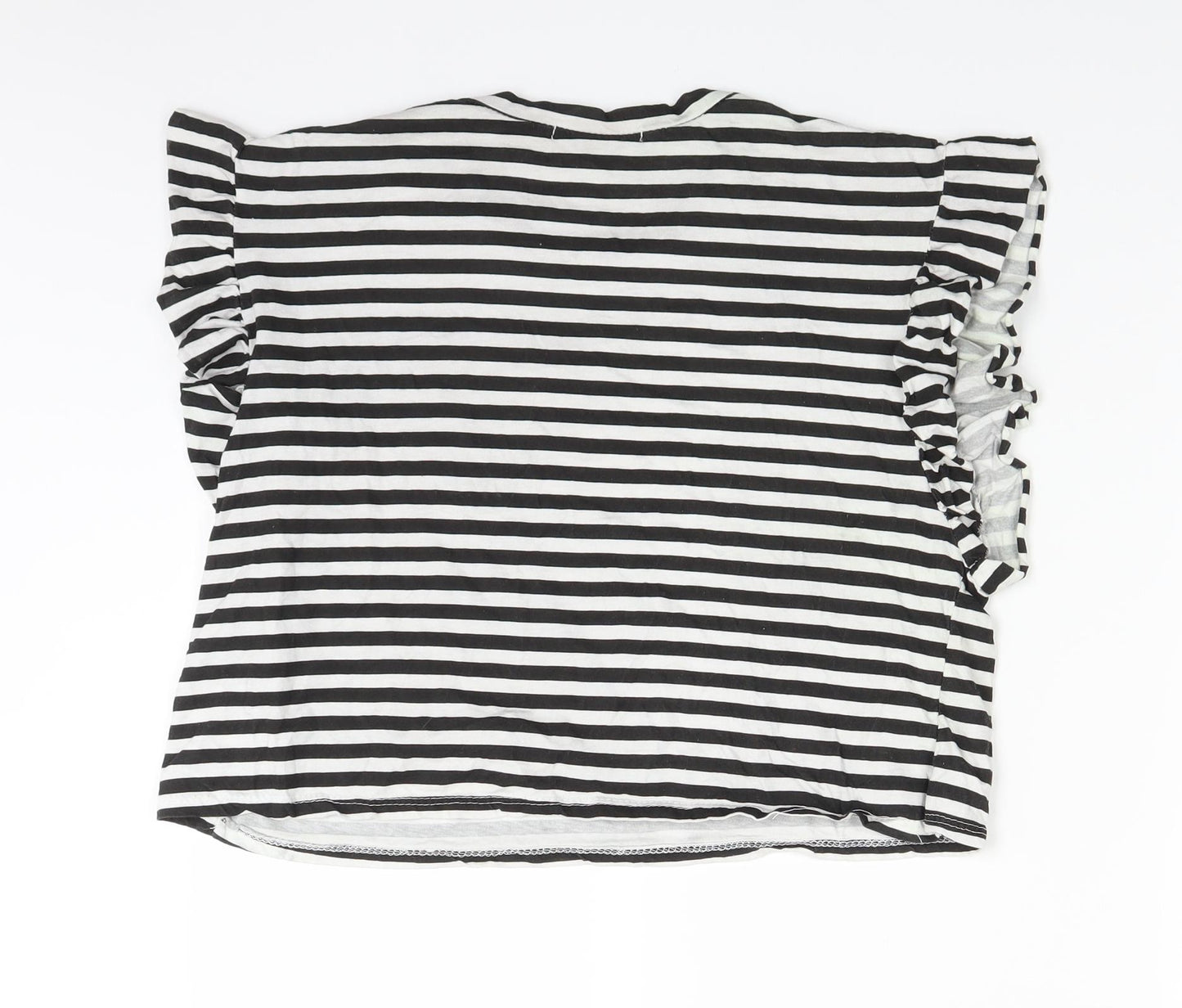 Boohoo Womens Black Striped  Basic T-Shirt Size 10