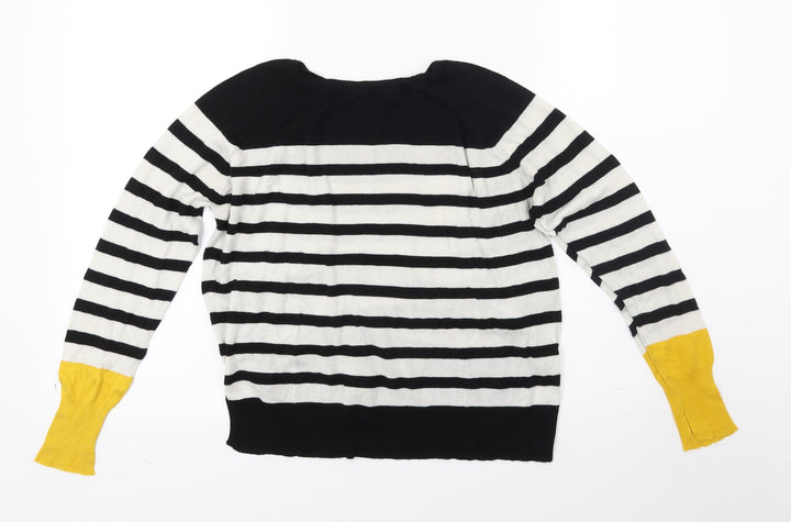 Zara Girls Black Striped Knit Pullover Sweatshirt Size S