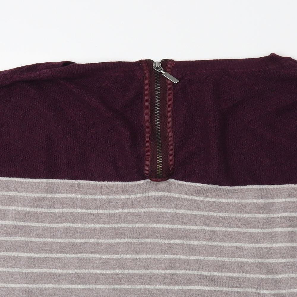 Jasper Conran Girls Grey Striped Fleece Pullover Hoodie Size 10 Years