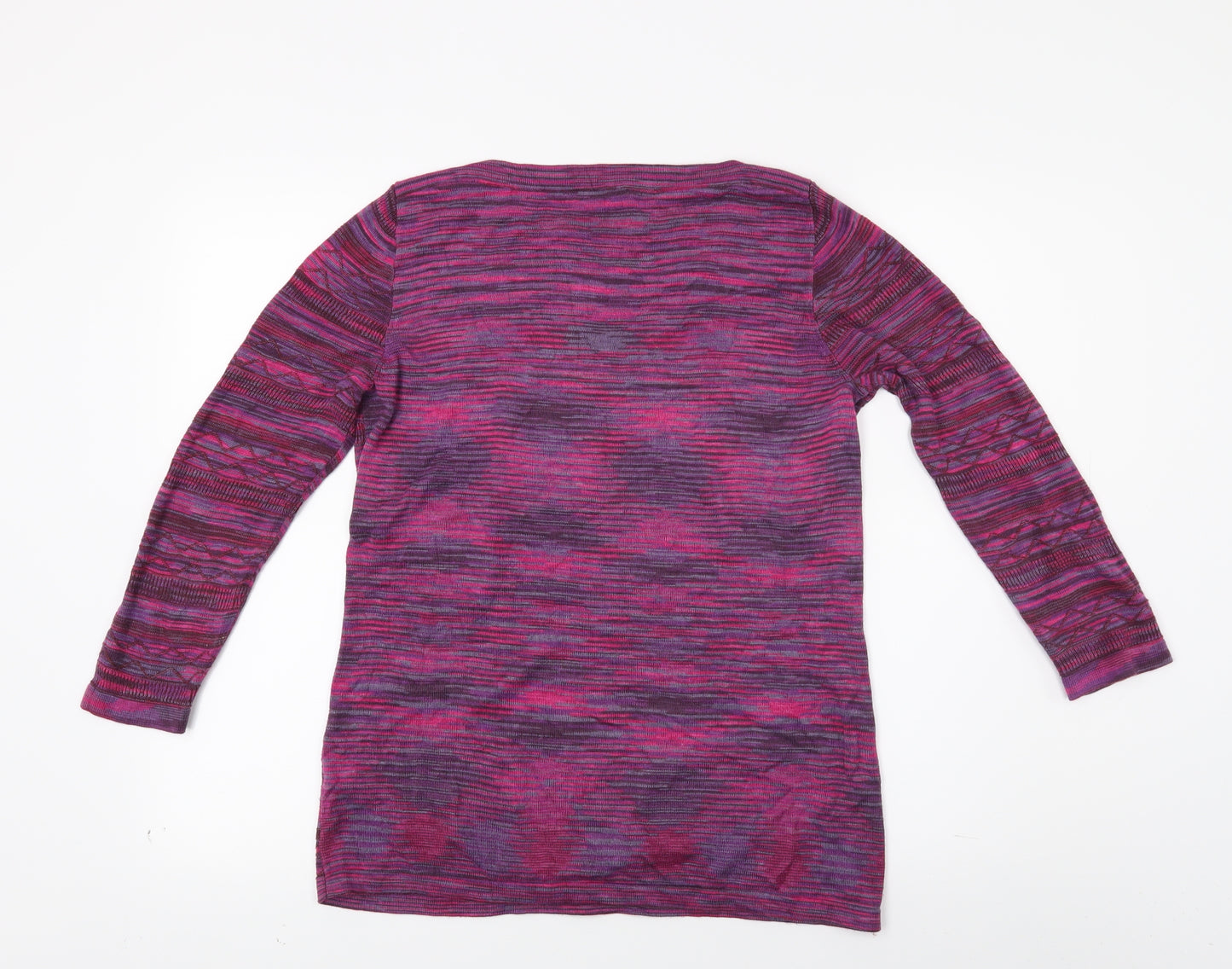 love knitwear Womens Pink Striped Knit Cardigan Sweatshirt Size 12