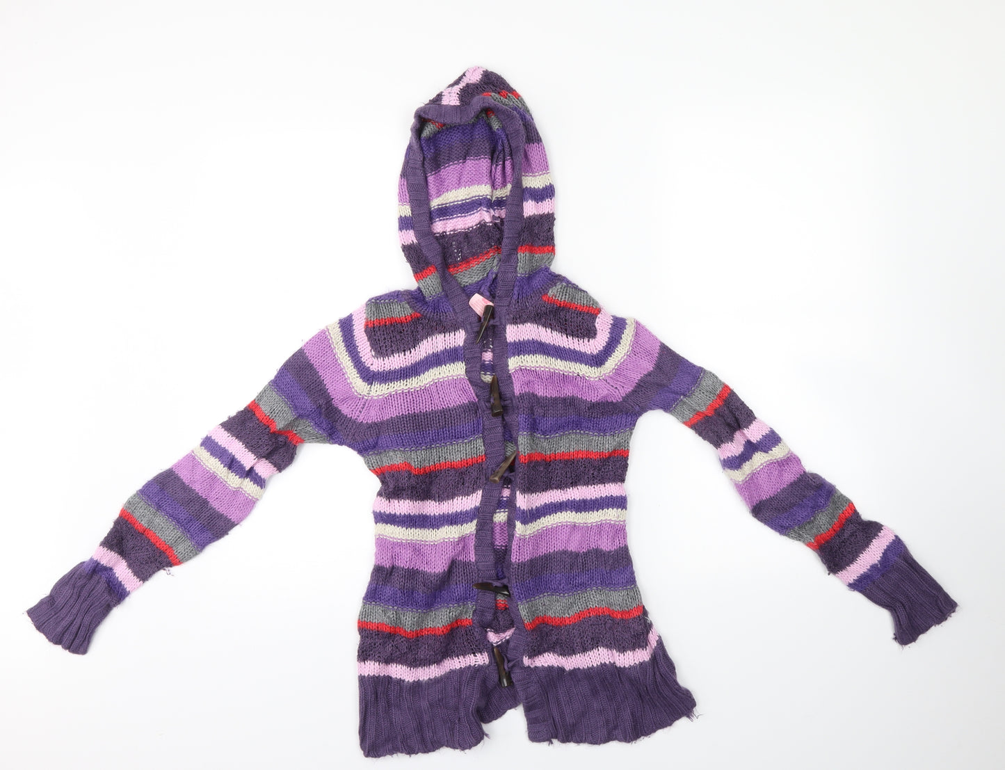 Pumpkin Patch Girls Multicoloured Striped Knit Cardigan Jumper Size 9 Years