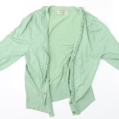BASSINI Womens Green  Knit Basic Button-Up Size 12
