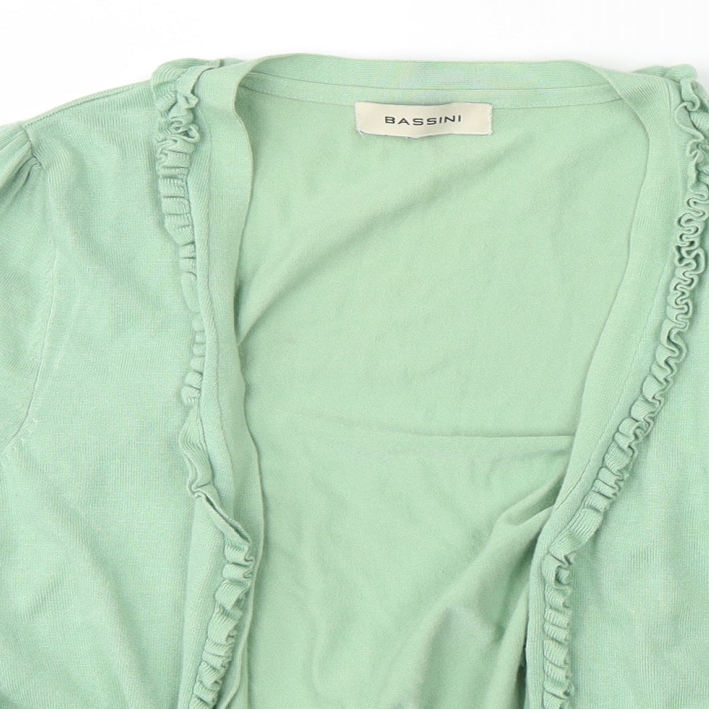 BASSINI Womens Green  Knit Basic Button-Up Size 12