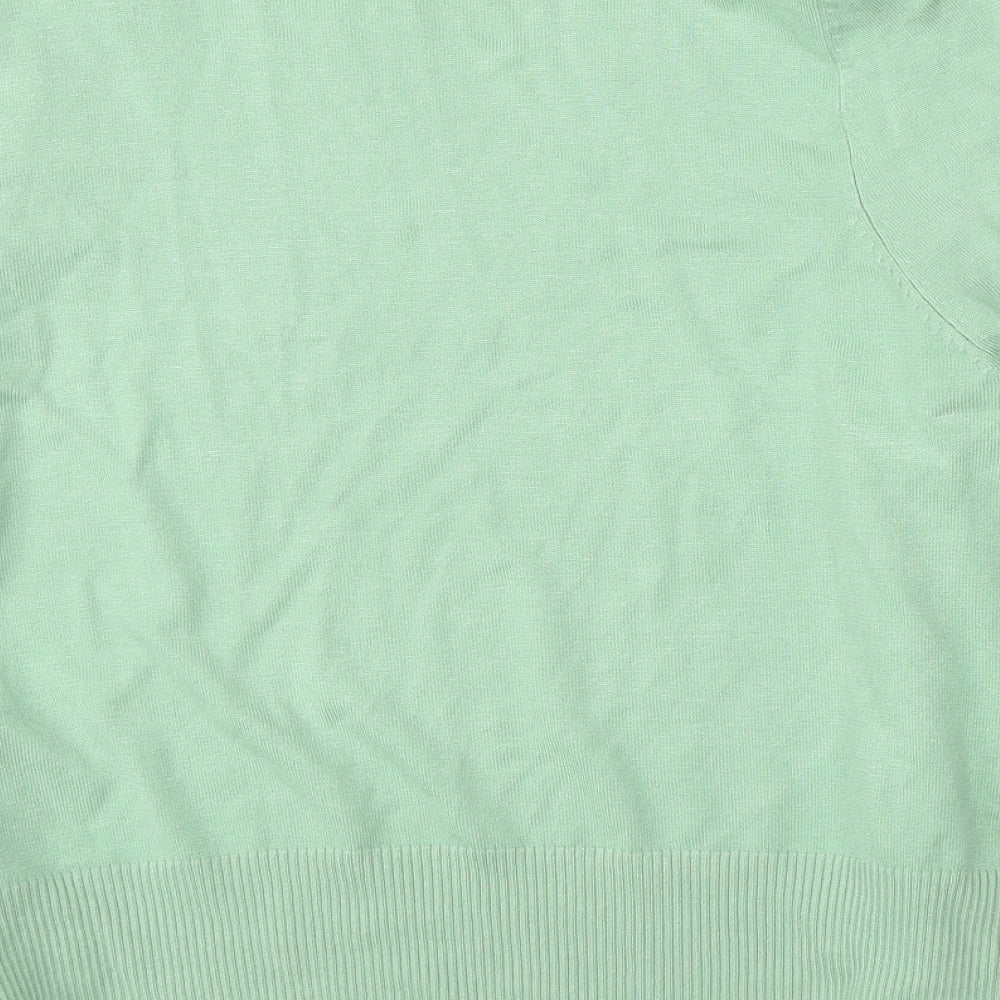 BASSINI Womens Green  Knit Basic Button-Up Size 12