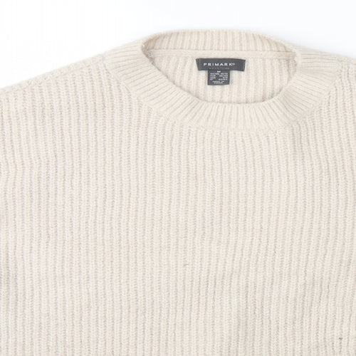 Primark Mens White   Cardigan Jumper Size M