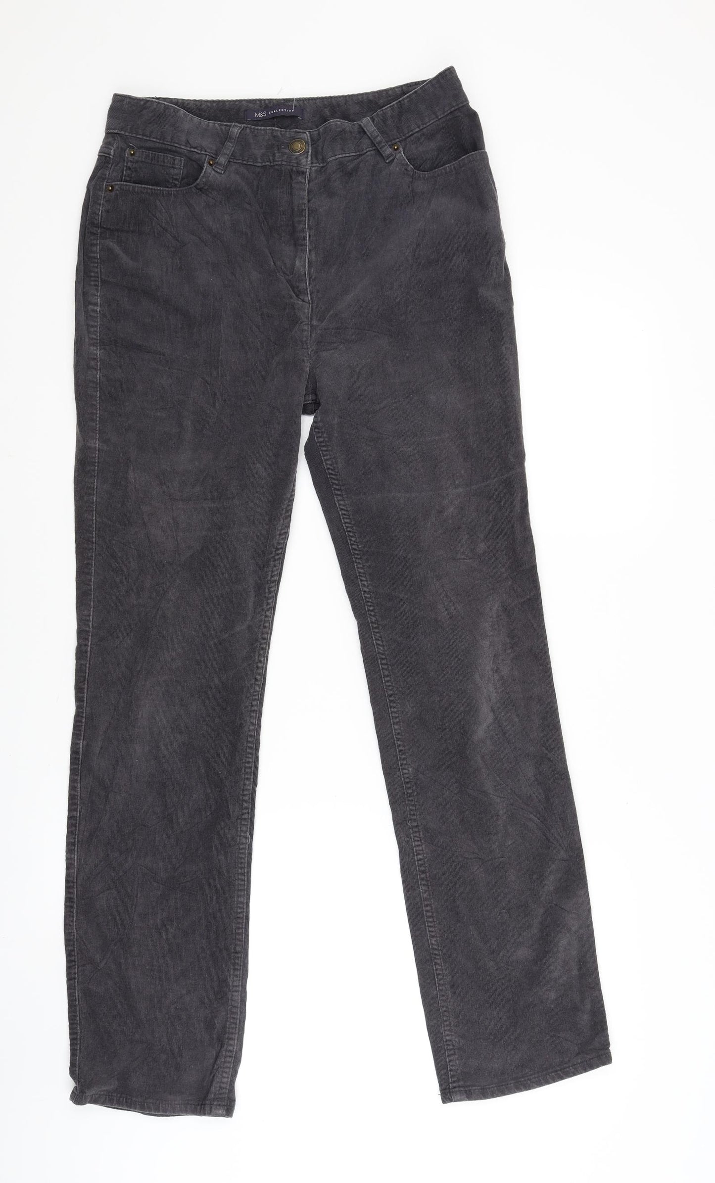 M&S Collection Womens Grey  Denim Straight Jeans Size 10 L28 in