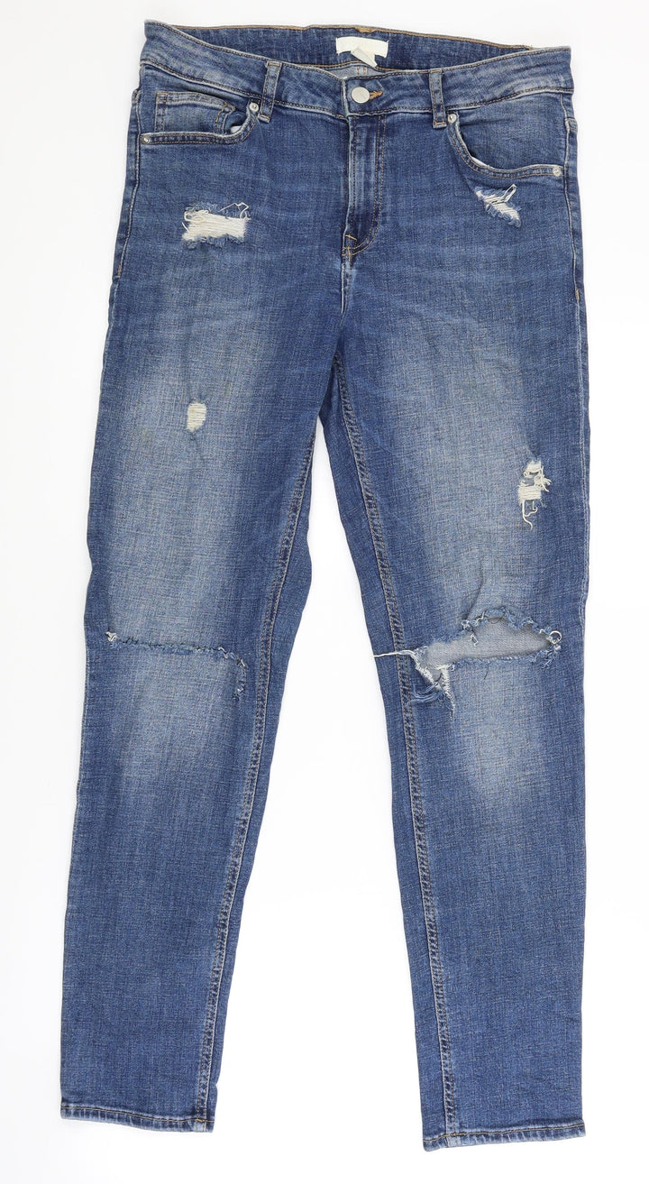 H&M Womens Blue Denim Tapered Jeans Size M L28 in